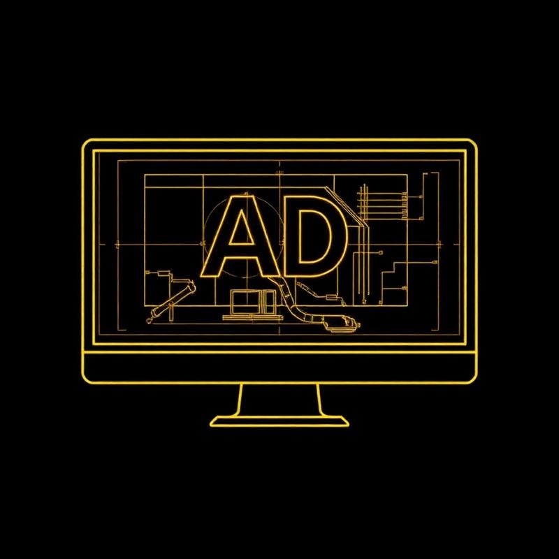 Ilustración de un monitor con software AutoCAD mostrando un dibujo 2D.
