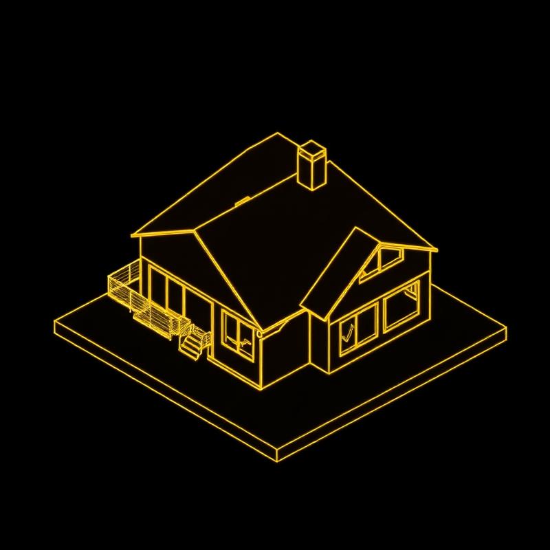 Ilustración de un render 3D de una casa moderna.